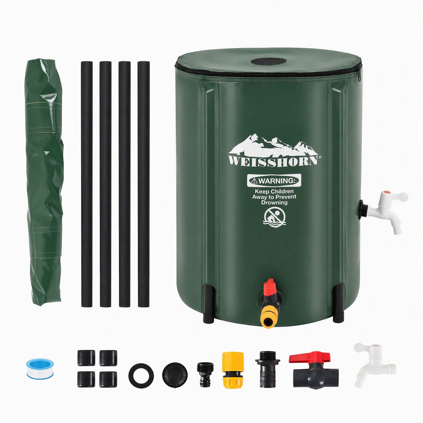 Weisshorn 50L/11gal Collapsible Rain Barrel PVC Water Tank Collection Storage for Garden Irrigation