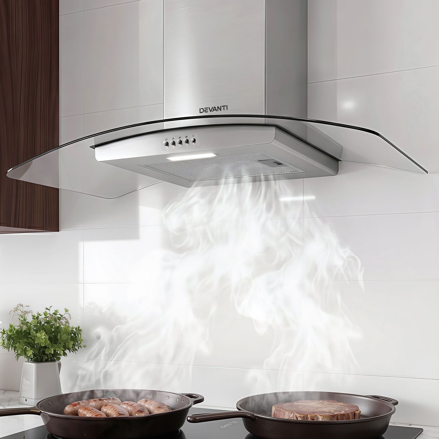 Devanti 90cm Curved Glass Rangehood