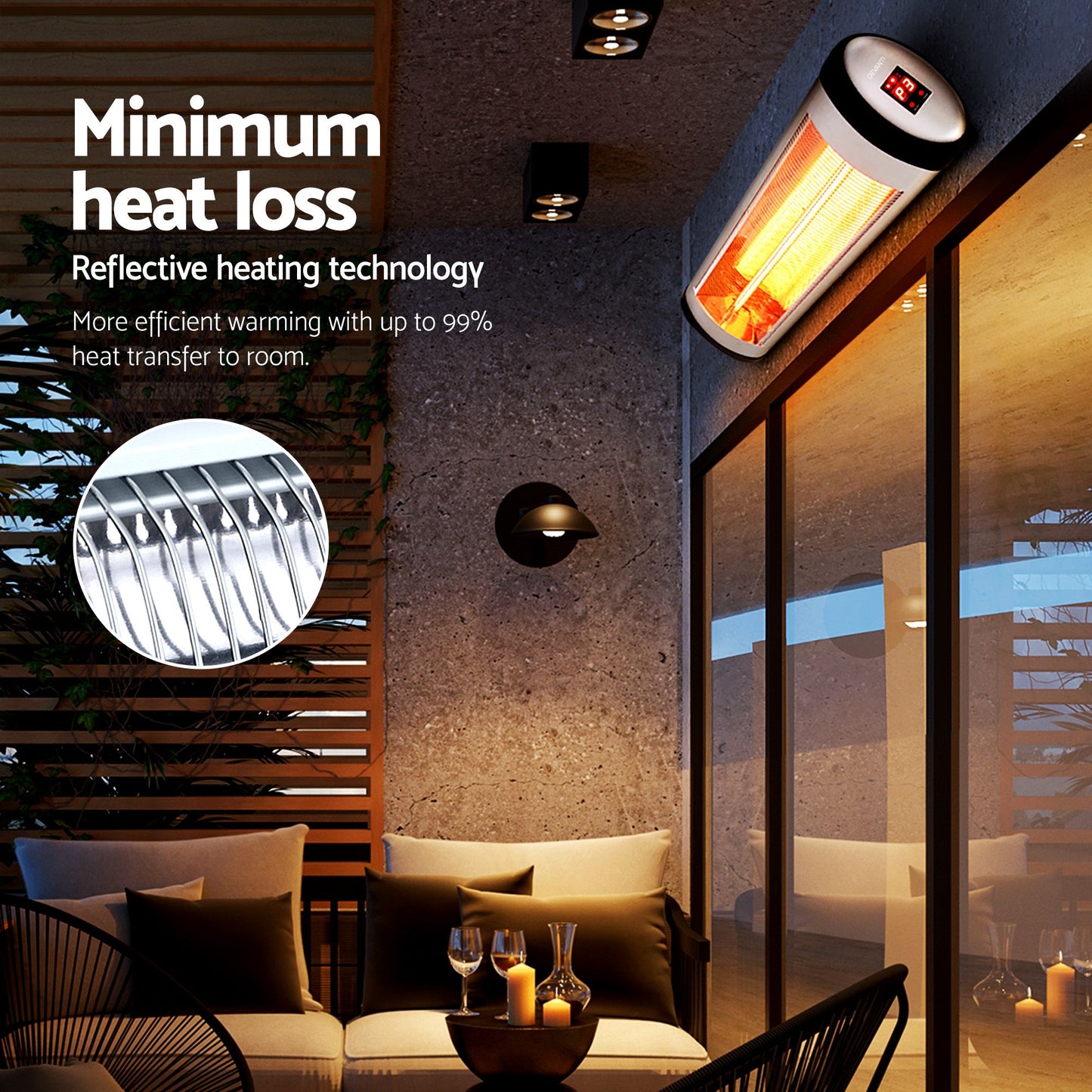 Devanti 2 Pack Outdoor Radiant Heaters - 1500W