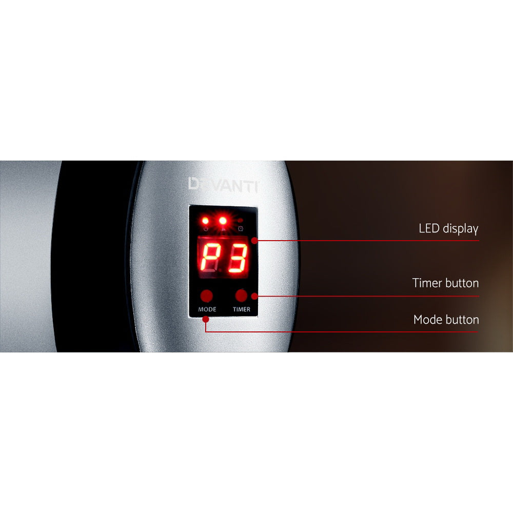 Devanti 2000W Electric Strip Radiant Heater - Eco-Friendly, Rapid Heat-Up