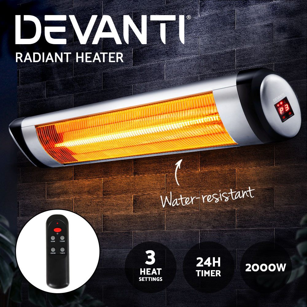 Devanti 2000W Electric Strip Radiant Heater - Eco-Friendly, Rapid Heat-Up