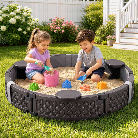 Artiss Kids Sandpit Outdoor 121cm 3-Seats