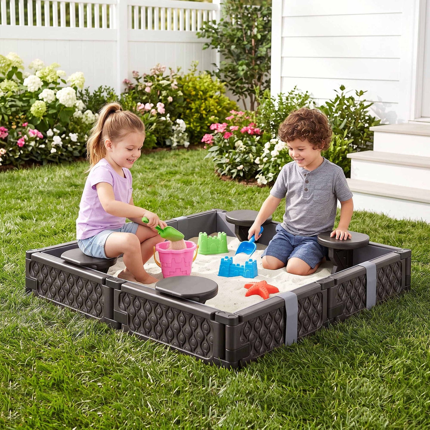 Keezi Kids Sandpit Sandbox with Cover