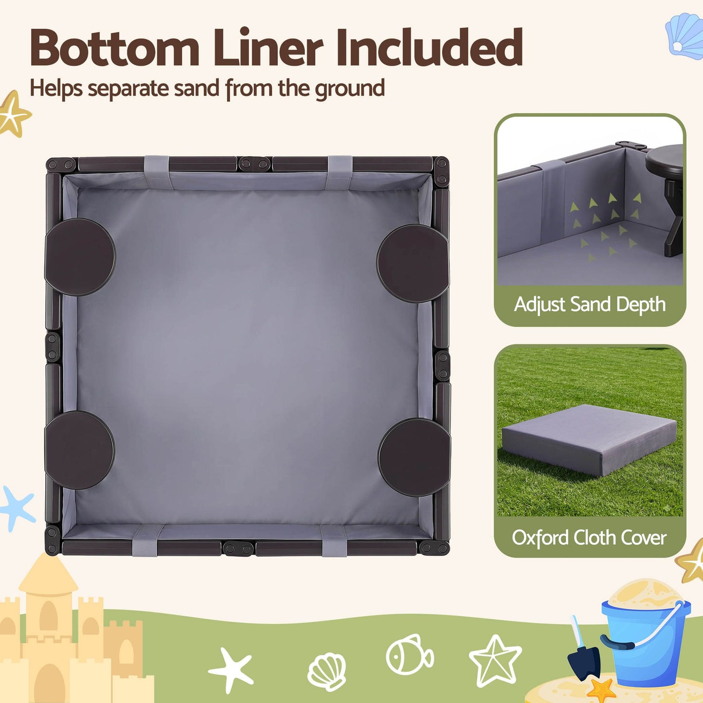Keezi Kids Sandpit Sandbox with Cover