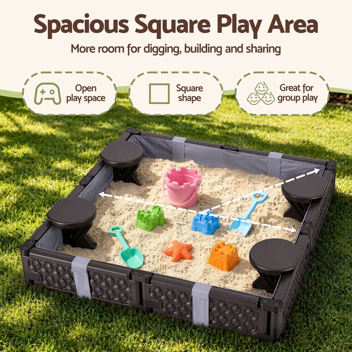 Keezi Kids Sandpit Sandbox with Cover