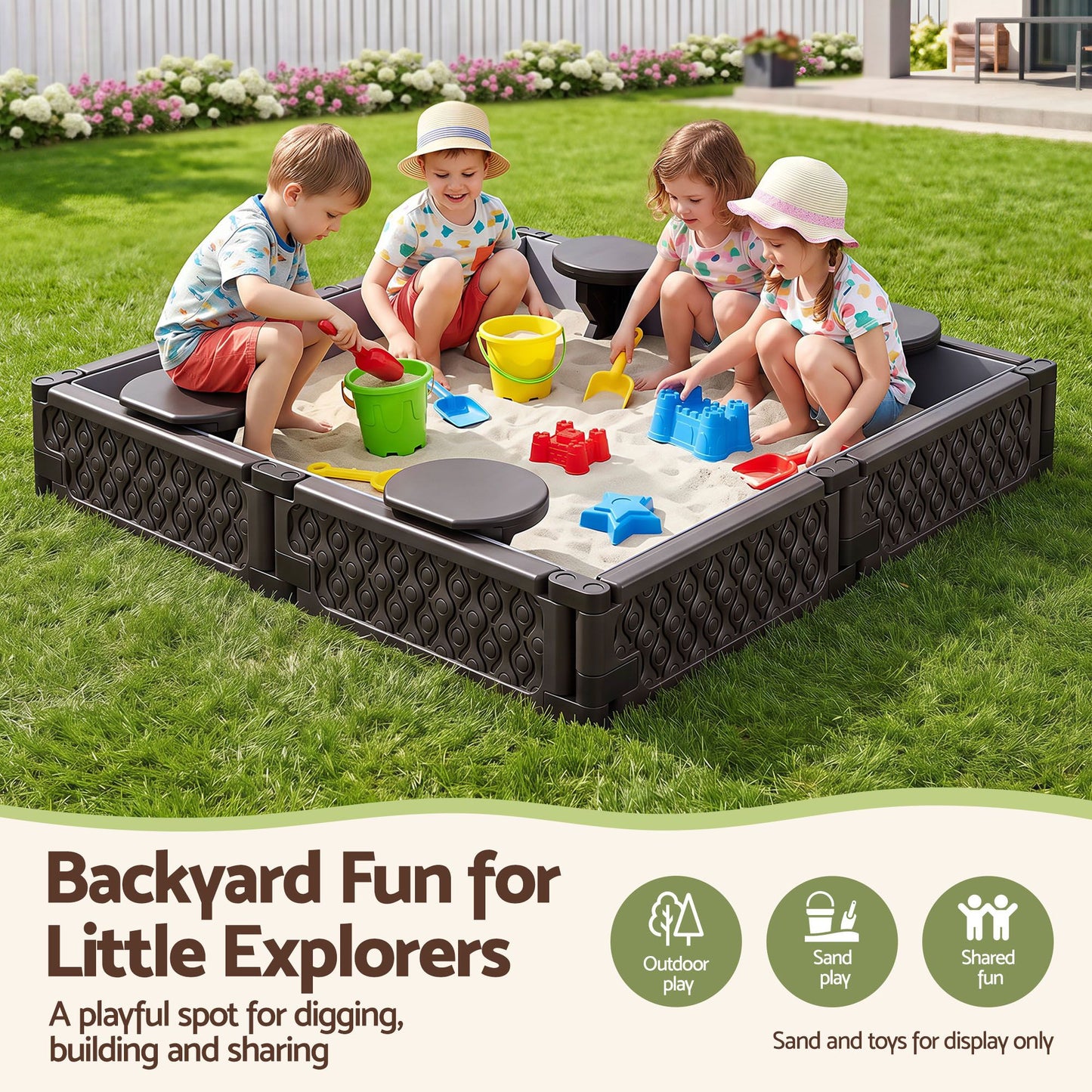 Keezi Kids Sandpit Sandbox with Cover