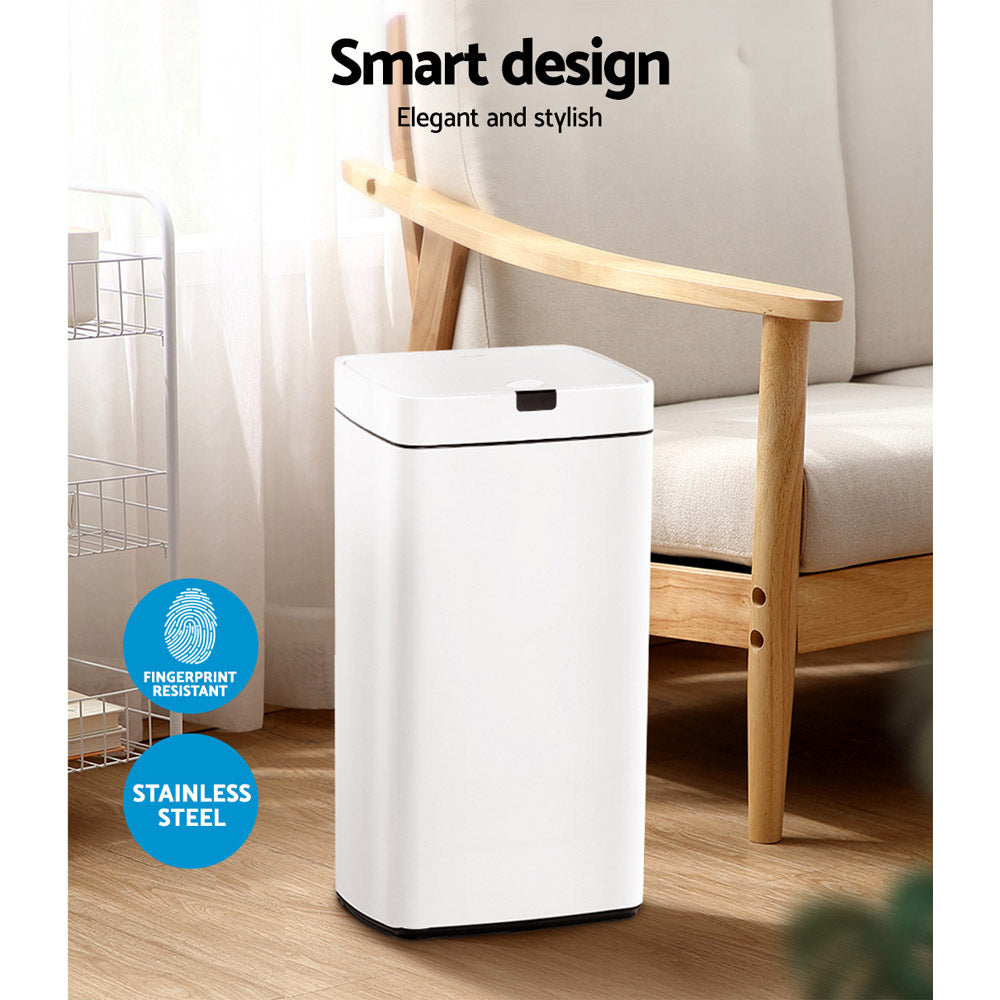 Devanti 45L Motion Sensor Bin - White