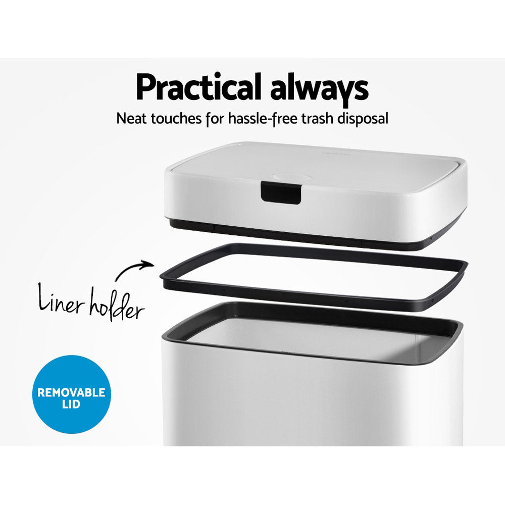 Devanti 45L Motion Sensor Bin - White