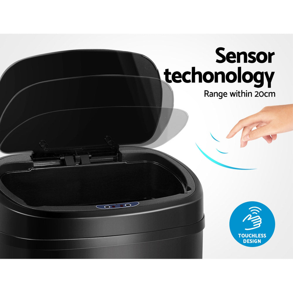 Devanti 68L Motion Sensor Bin - Black