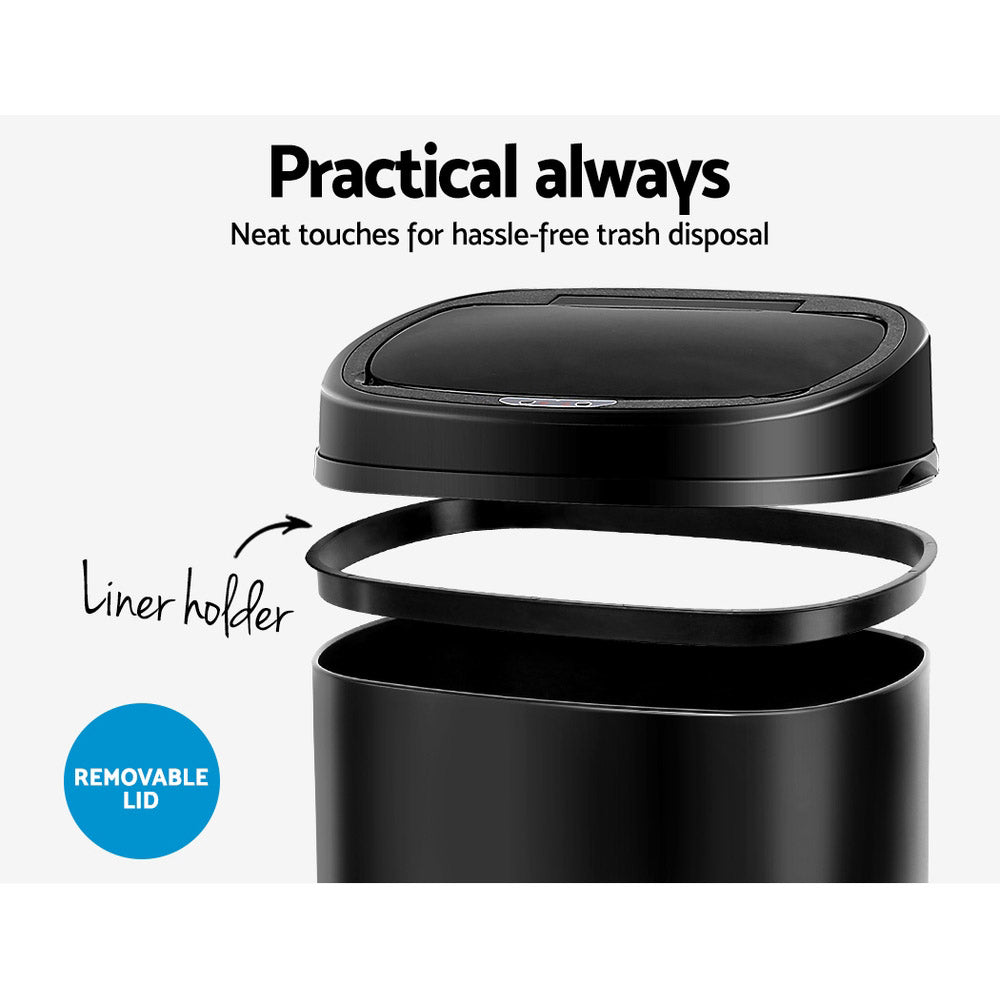 Devanti 68L Motion Sensor Bin - Black