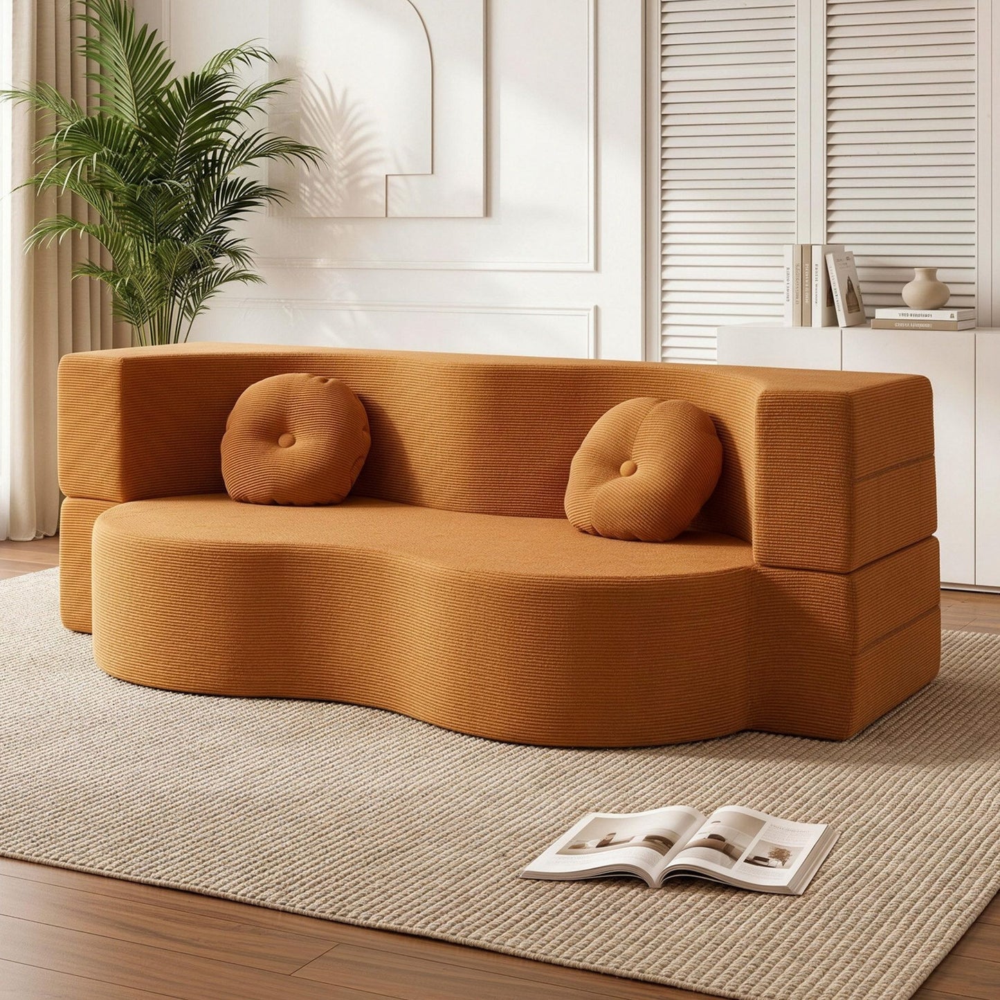 Artiss Folding Sofa Bed Floor Couch - Orange