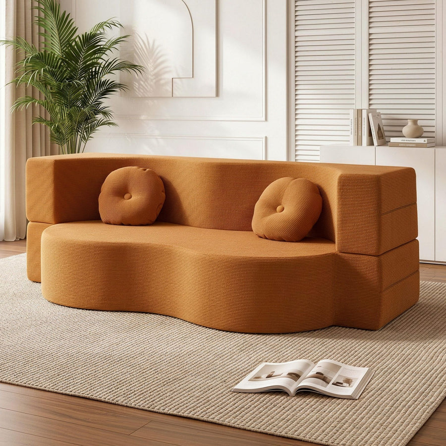 Artiss Folding Sofa Bed Floor Couch - Orange