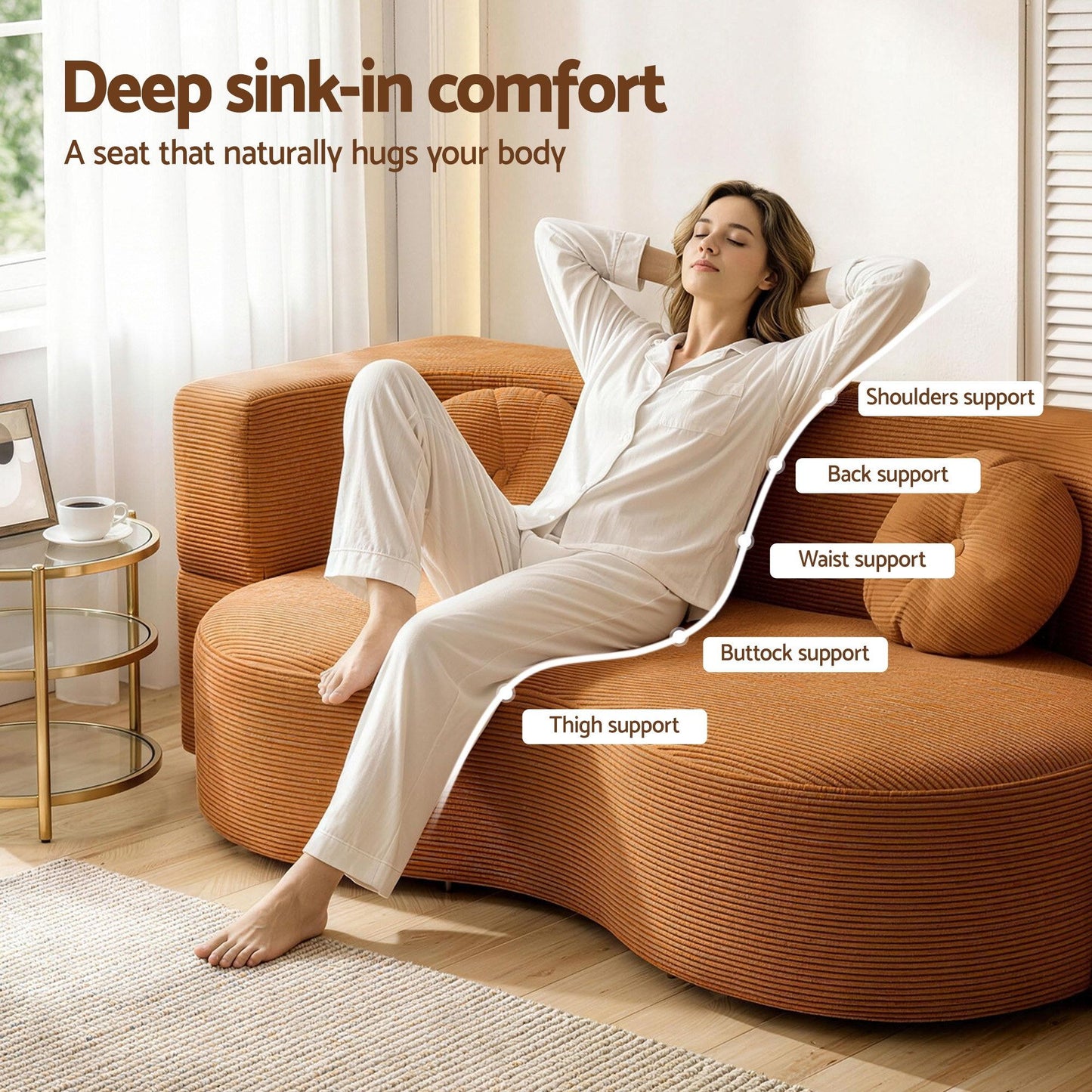 Artiss Folding Sofa Bed Floor Couch - Orange