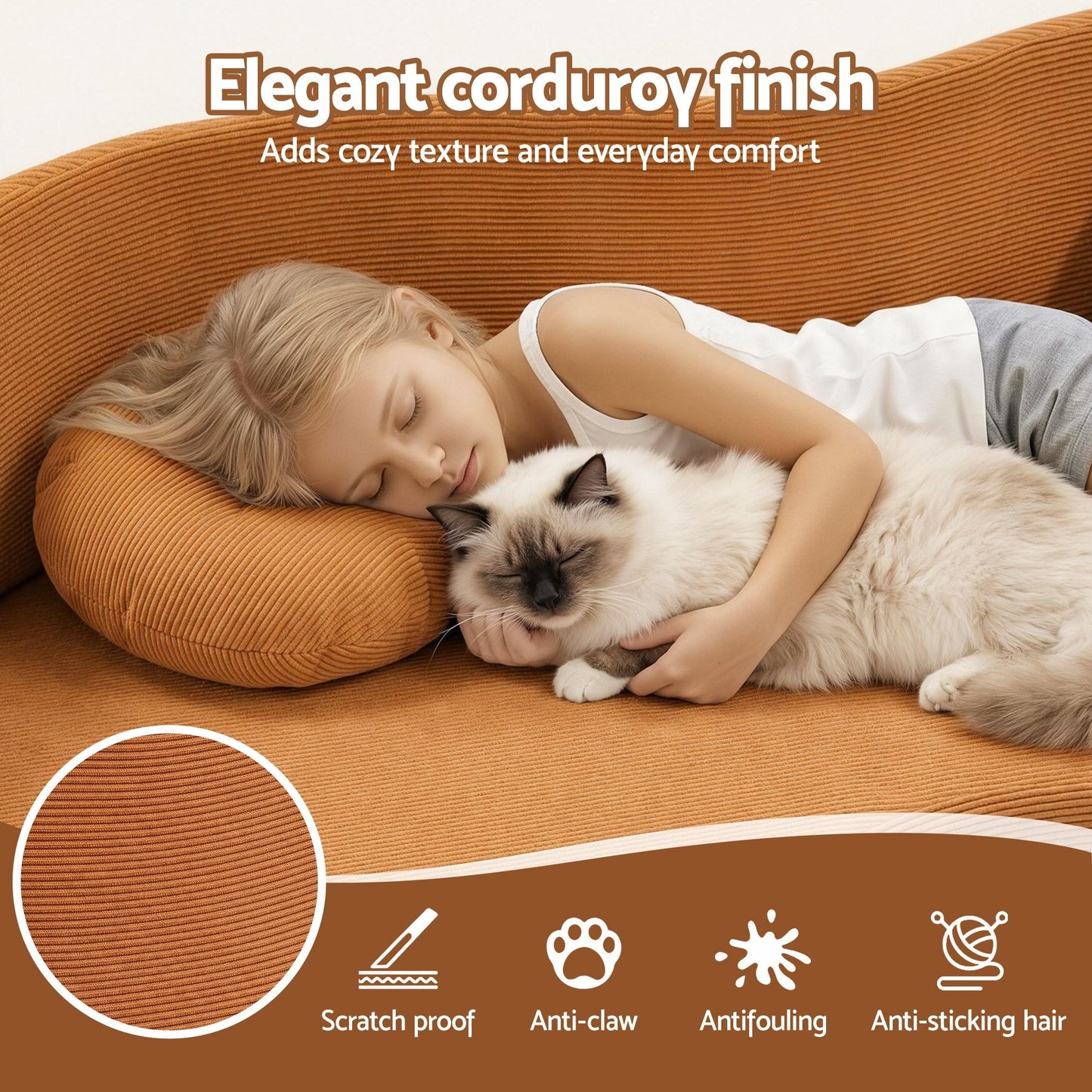 Artiss Folding Sofa Bed Floor Couch - Orange