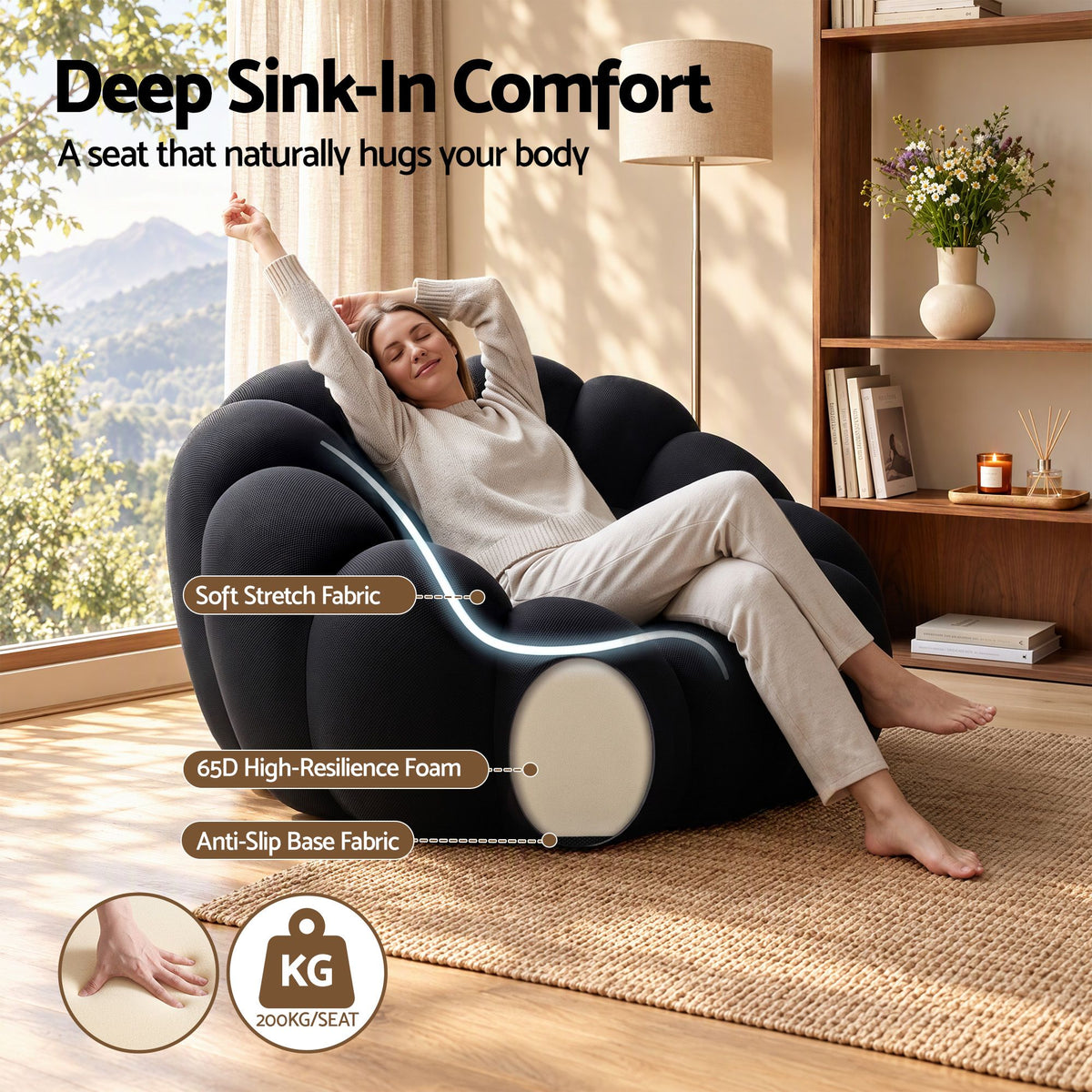 Artiss Bubble Floor Sofa - Grey