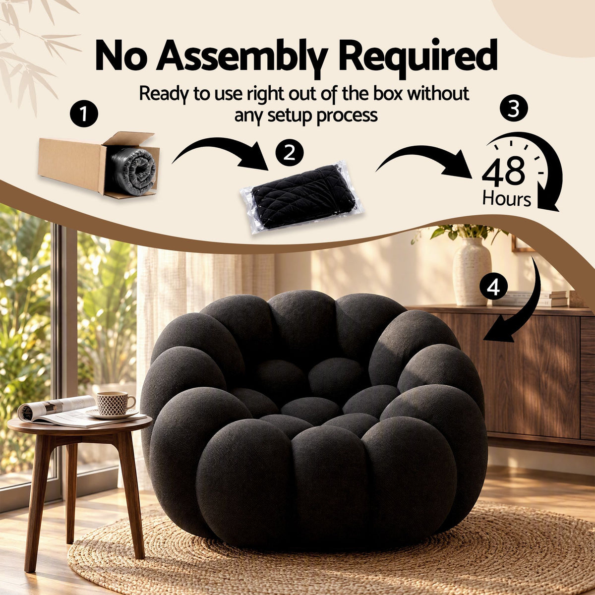 Artiss Bubble Floor Sofa - Grey