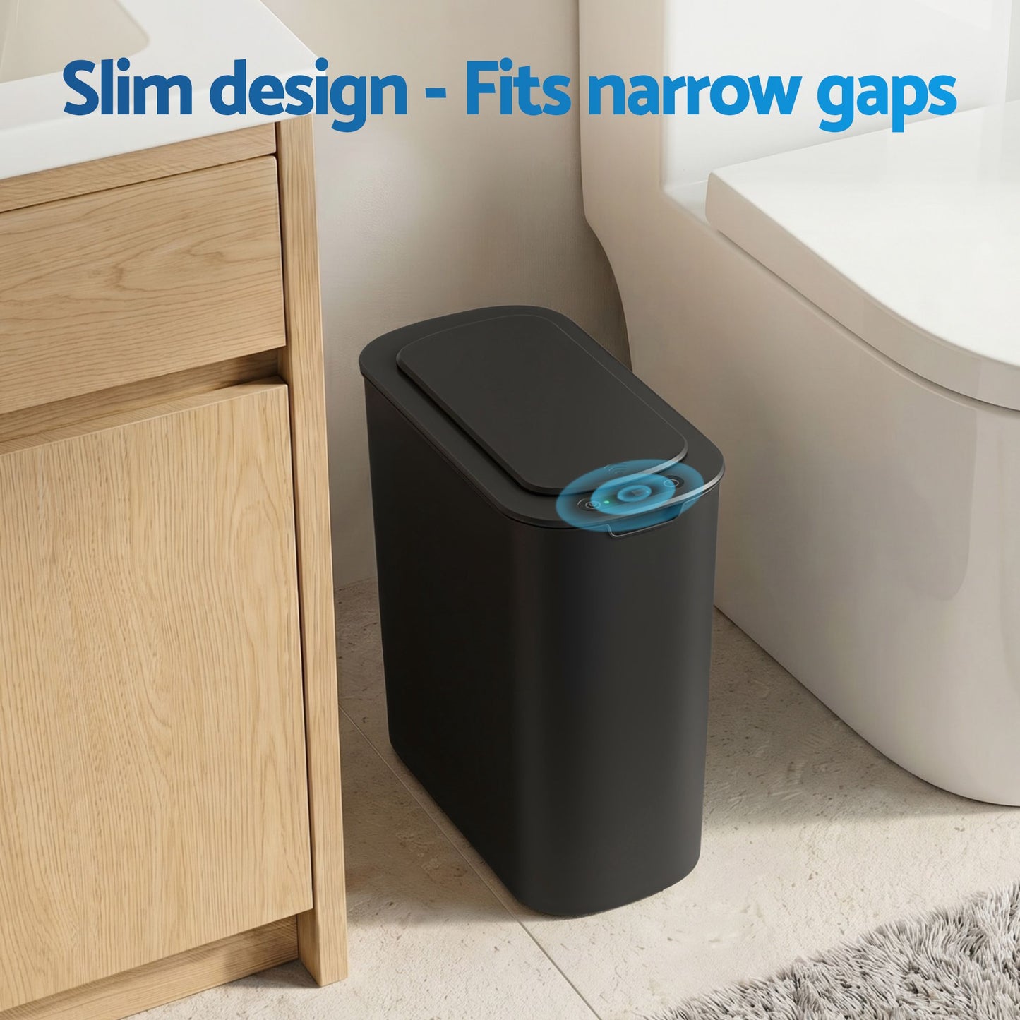 Devanti 2 Pack 11L Motion Sensor Bins - Black