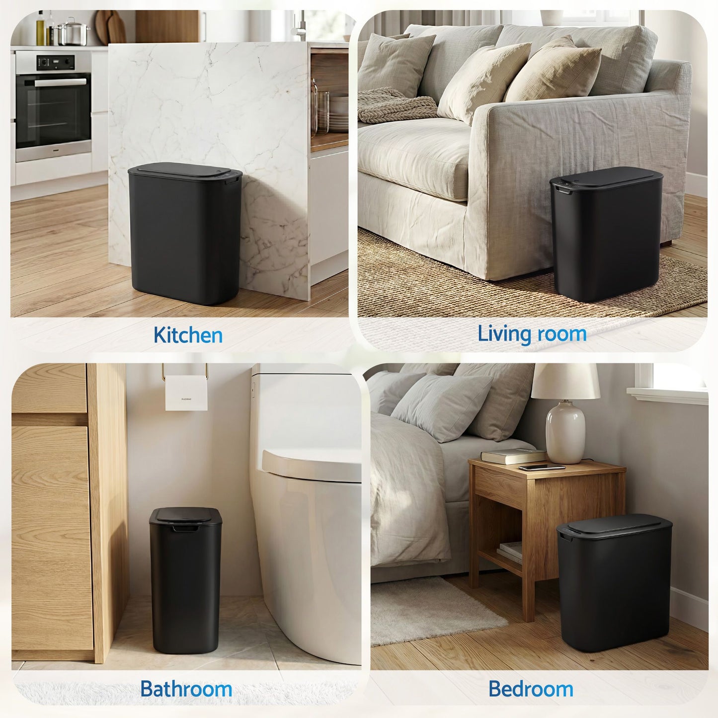 Devanti 2 Pack 11L Motion Sensor Bins - Black