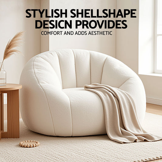 Artiss Faux Fur Bean Bag Sofa - White