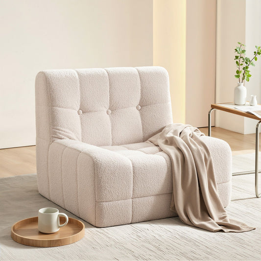 Artiss Single Boneless Fabric Sofa - White
