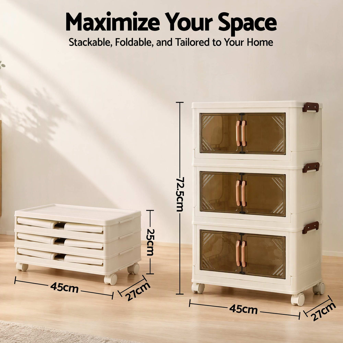 Artiss 3-Tier Foldable Storage Cabinet - White