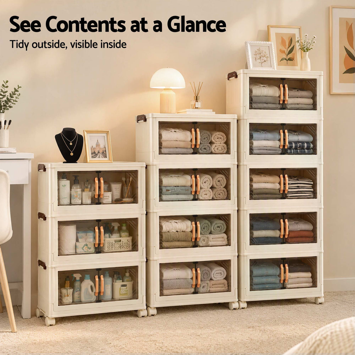 Artiss 3-Tier Foldable Storage Cabinet - White
