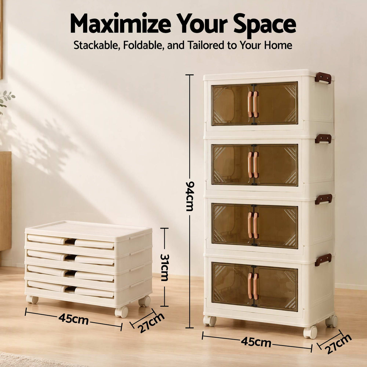 Artiss 4-Tier Foldable Storage Cabinet - White