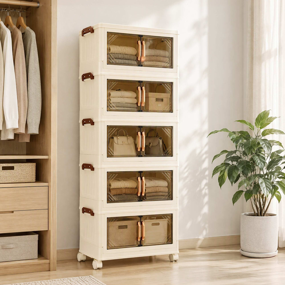 Artiss 5-Tier Foldable Storage Cabinet - White