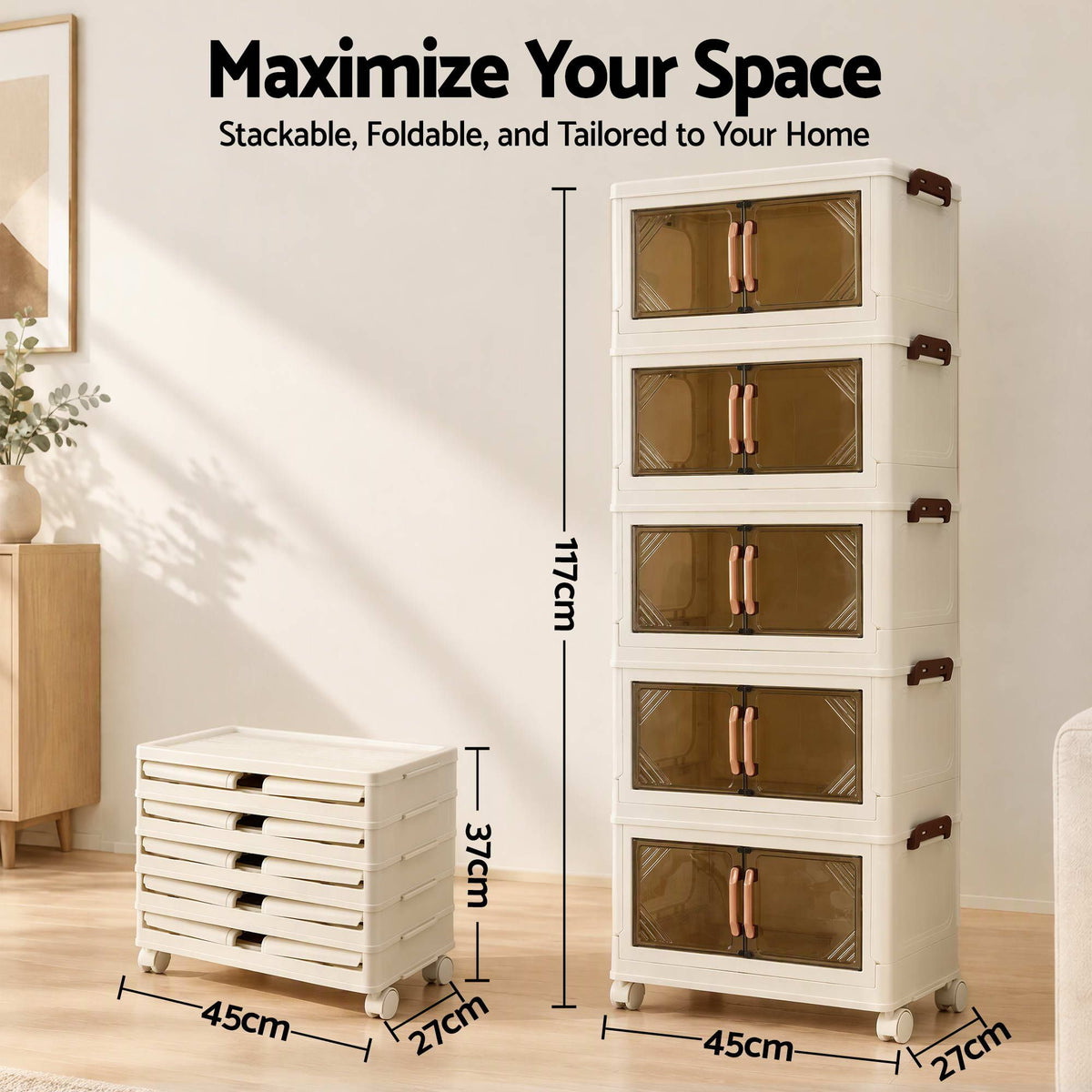 Artiss 5-Tier Foldable Storage Cabinet - White
