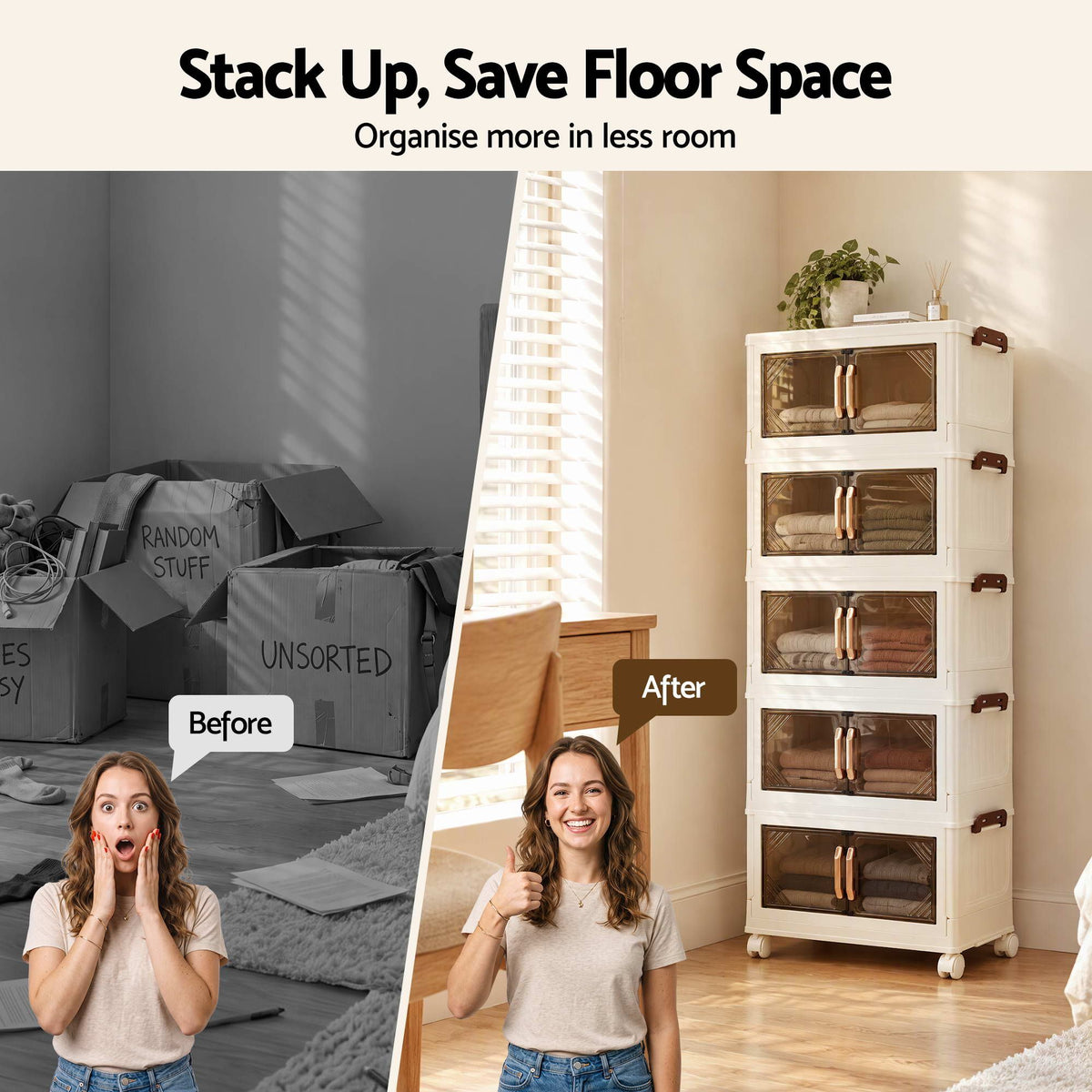 Artiss 5-Tier Foldable Storage Cabinet - White