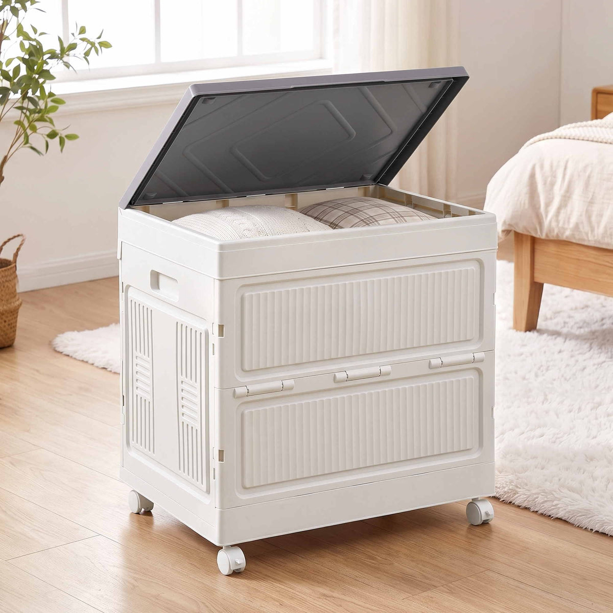 Artiss Foldable Storage Cabinet with Flip-Top - White
