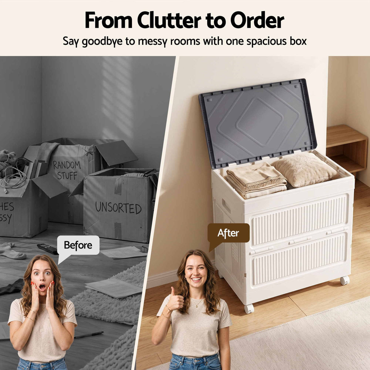 Artiss Foldable Storage Cabinet with Flip-Top - White