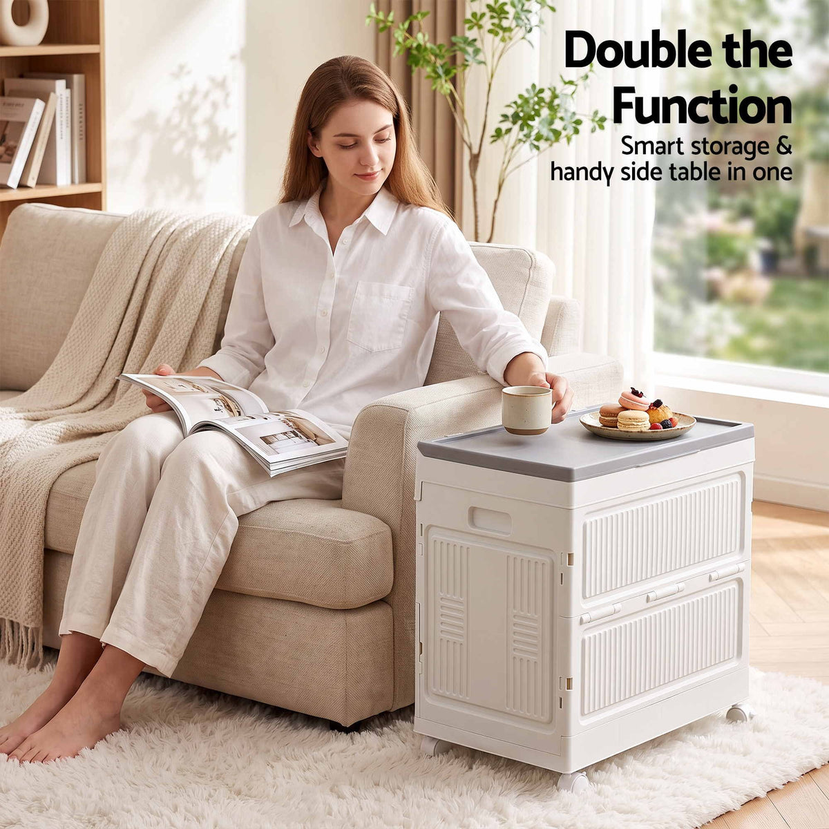 Artiss Foldable Storage Cabinet with Flip-Top - White