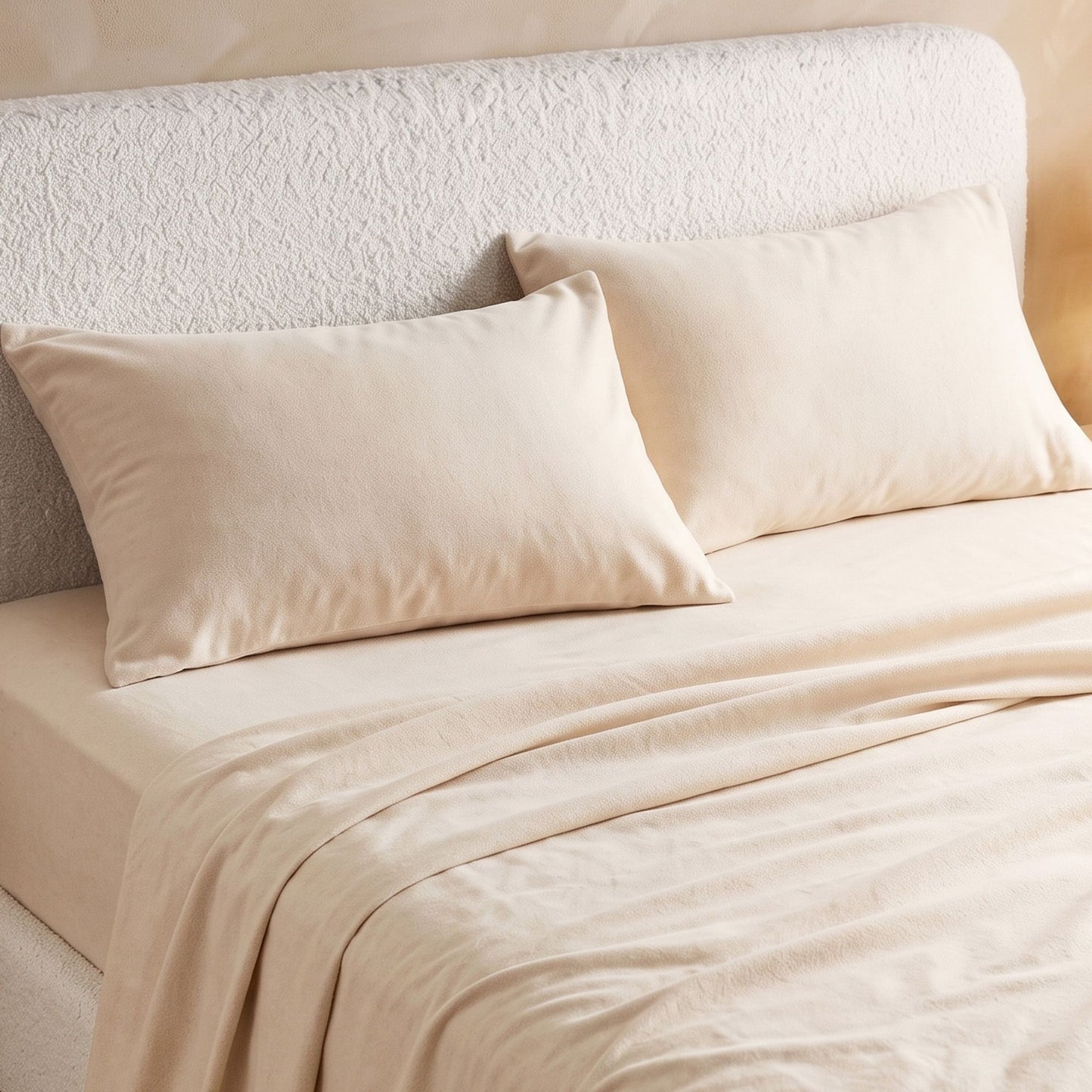 Giselle 150 GSM Micro Flannel Sheet Set - Double - Cream White