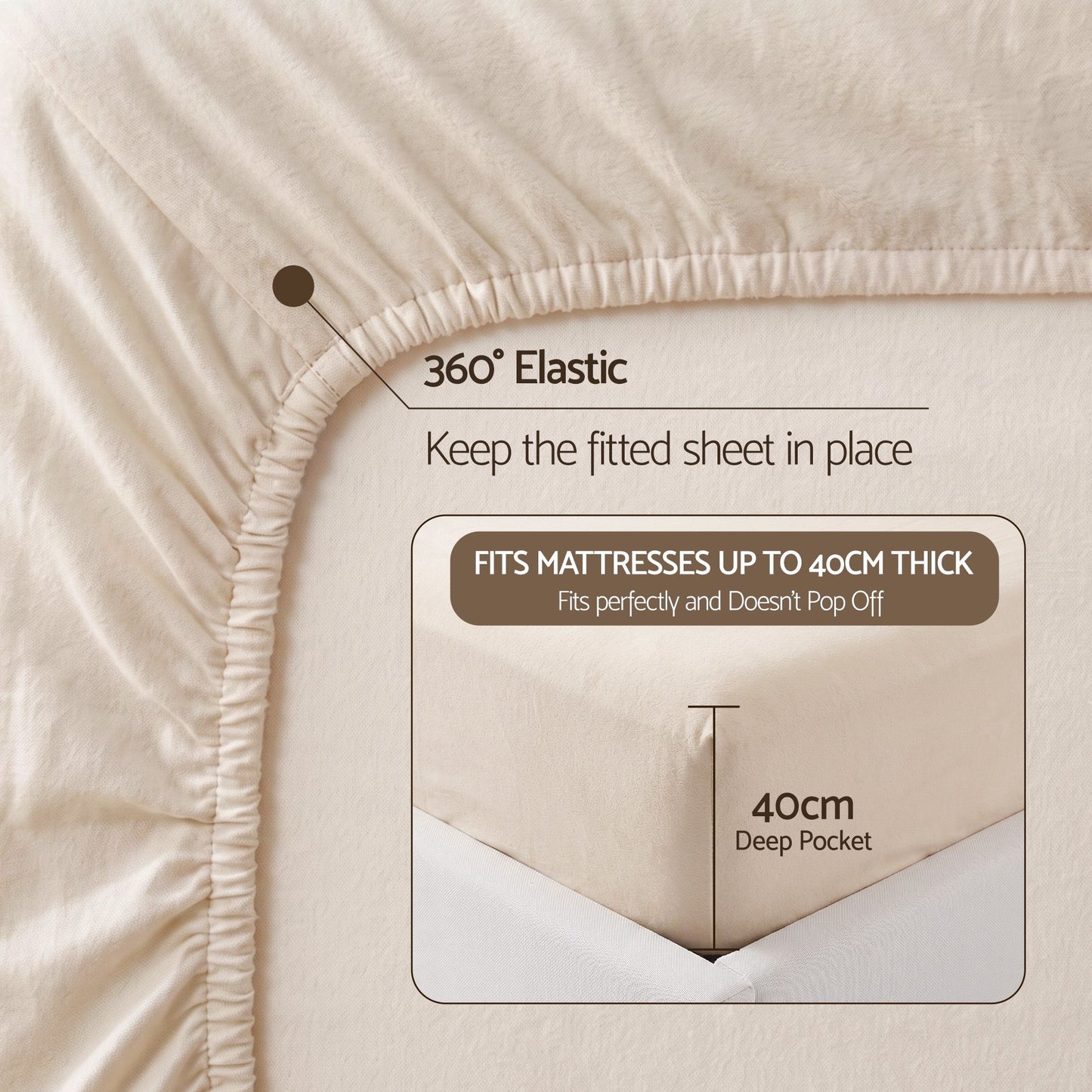 Giselle 150 GSM Micro Flannel Sheet Set - Double - Cream White