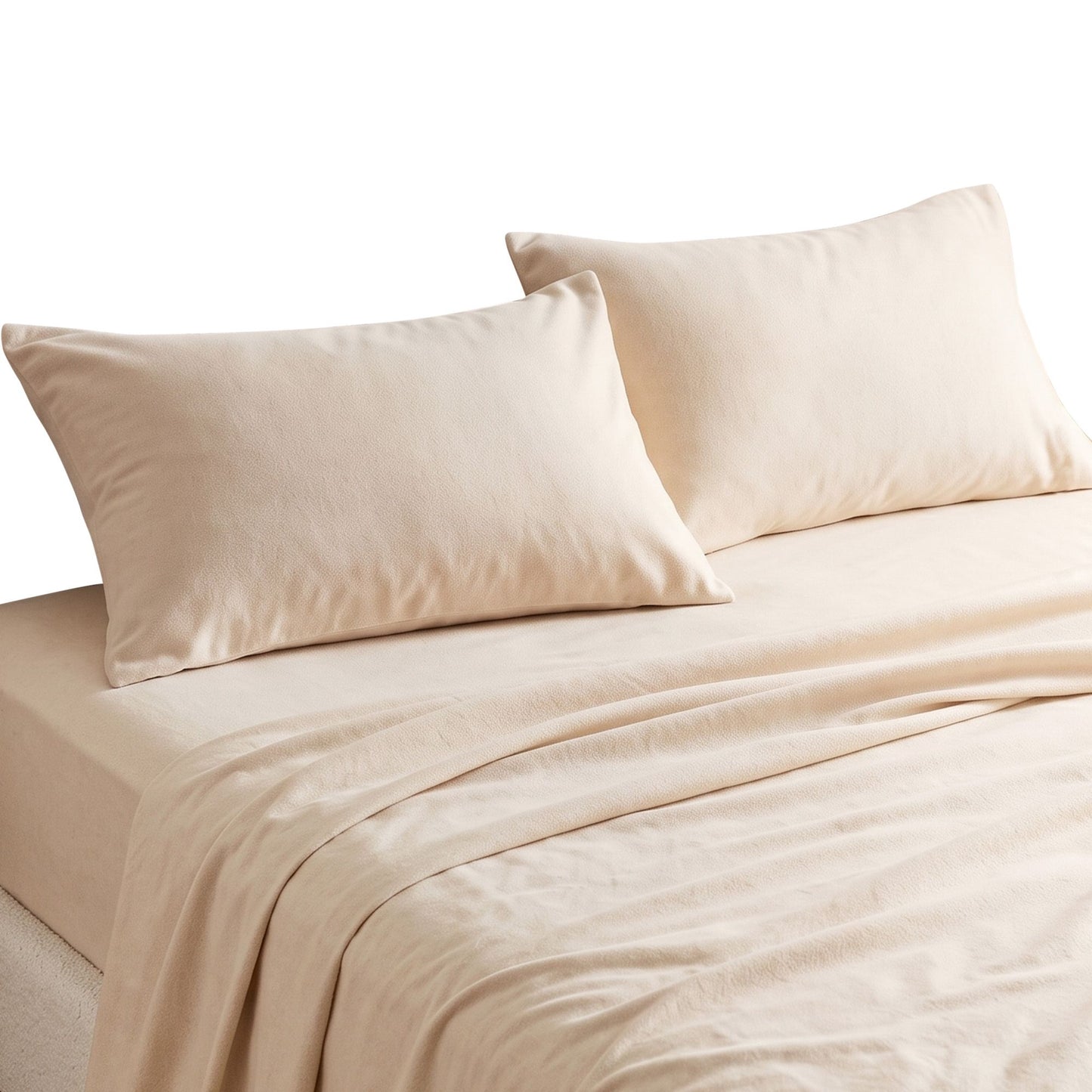 Giselle 150 GSM Micro Flannel Sheet Set - Queen - Cream White