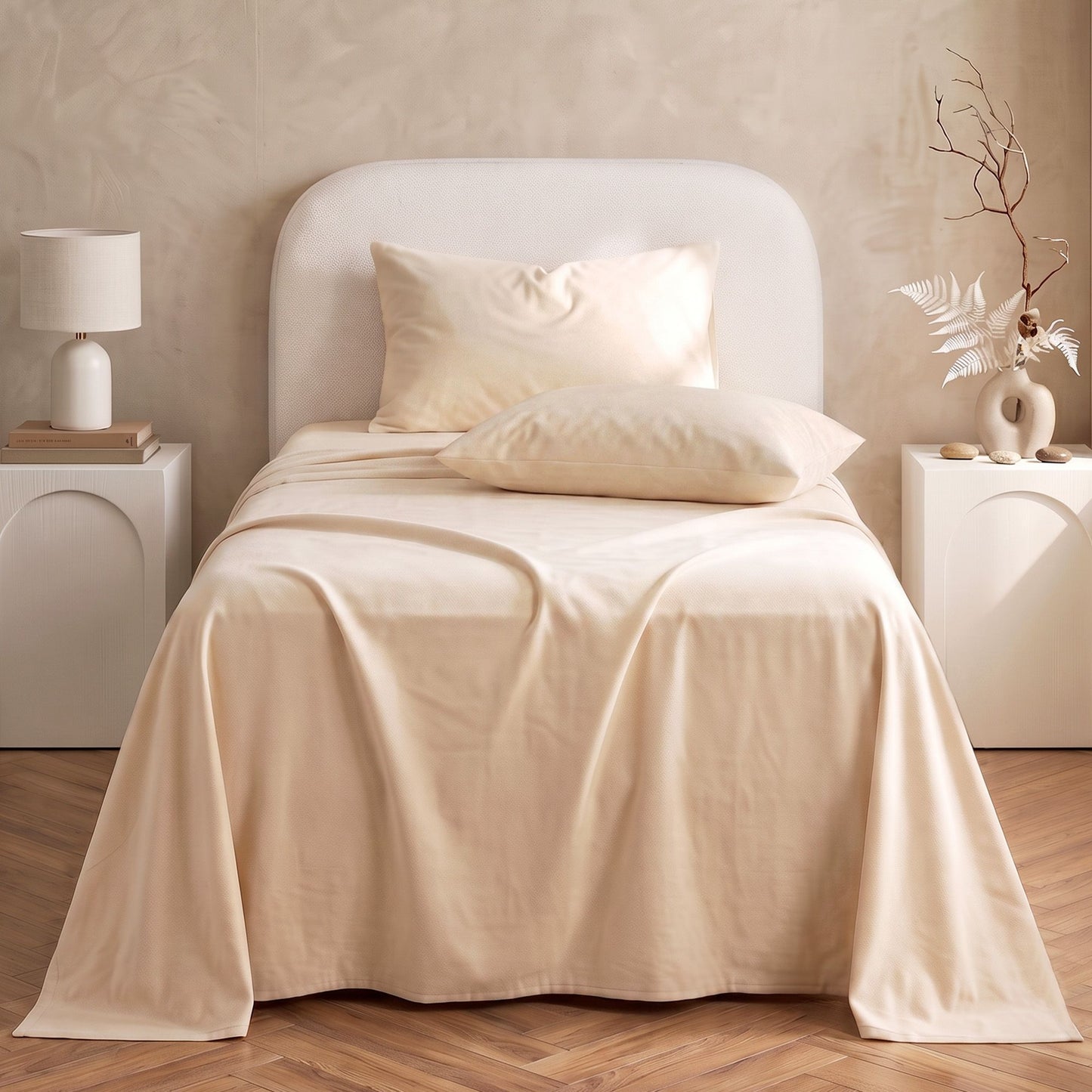 Giselle 150 GSM Micro Flannel Sheet Set - Single - Cream White