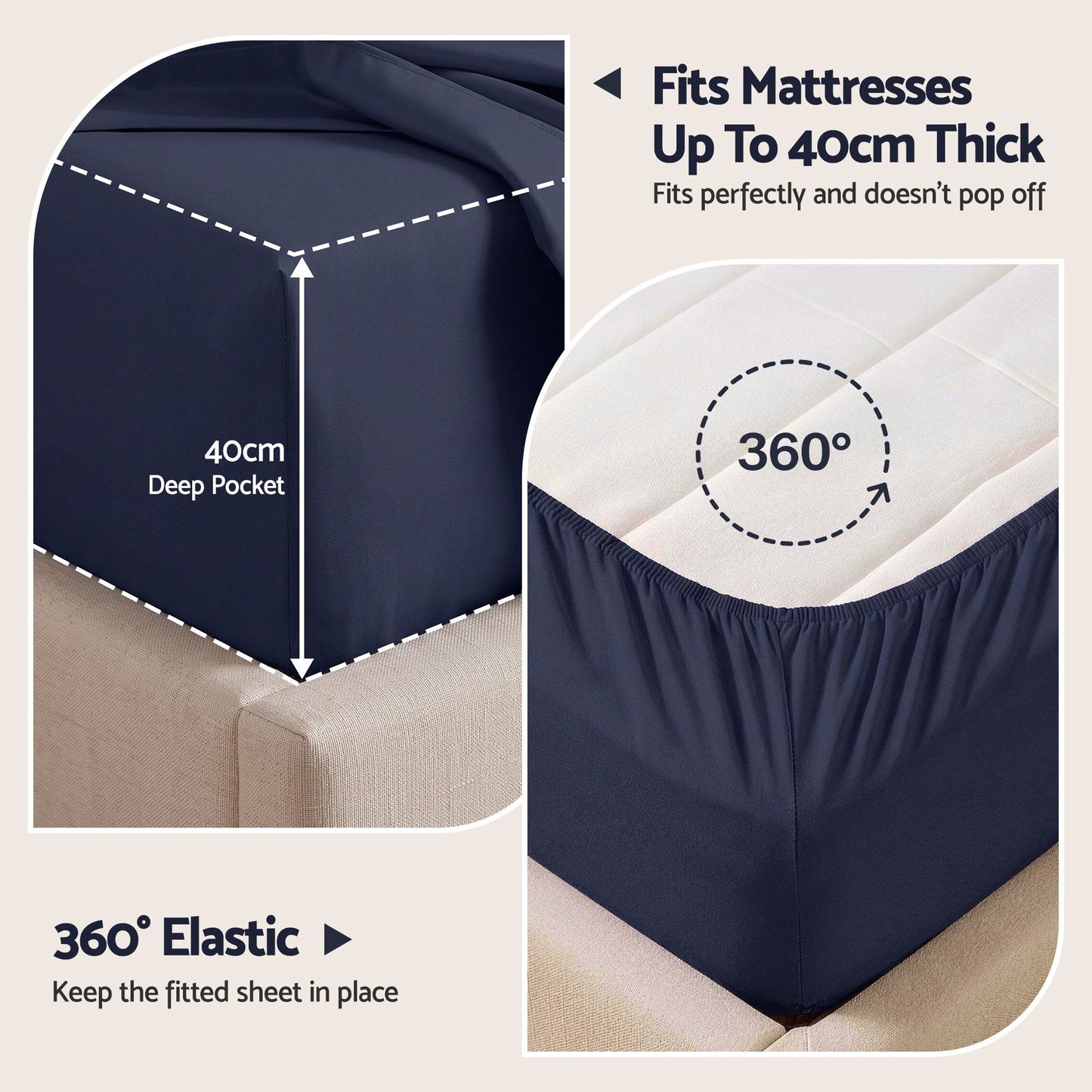 Giselle 500TC Cotton Sheet Set - Queen - Navy Blue