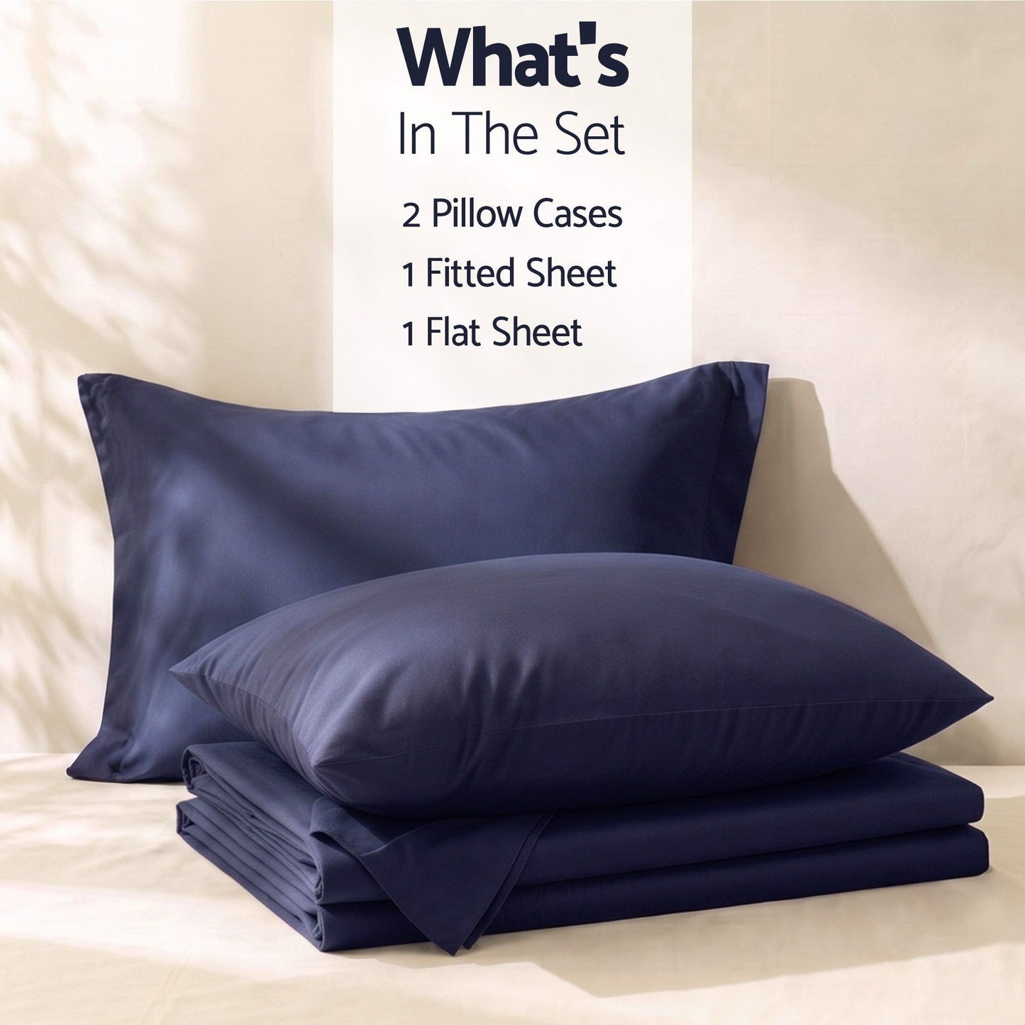 Giselle 500TC Cotton Sheet Set - Single - Navy Blue