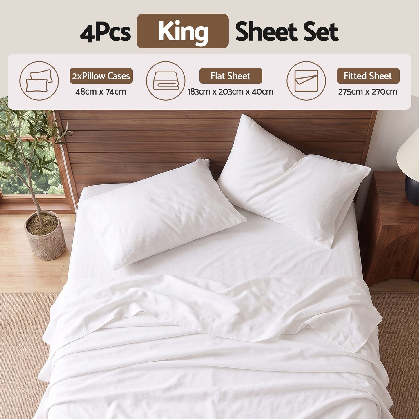Giselle 500TC Cotton Sheet Set - King - White