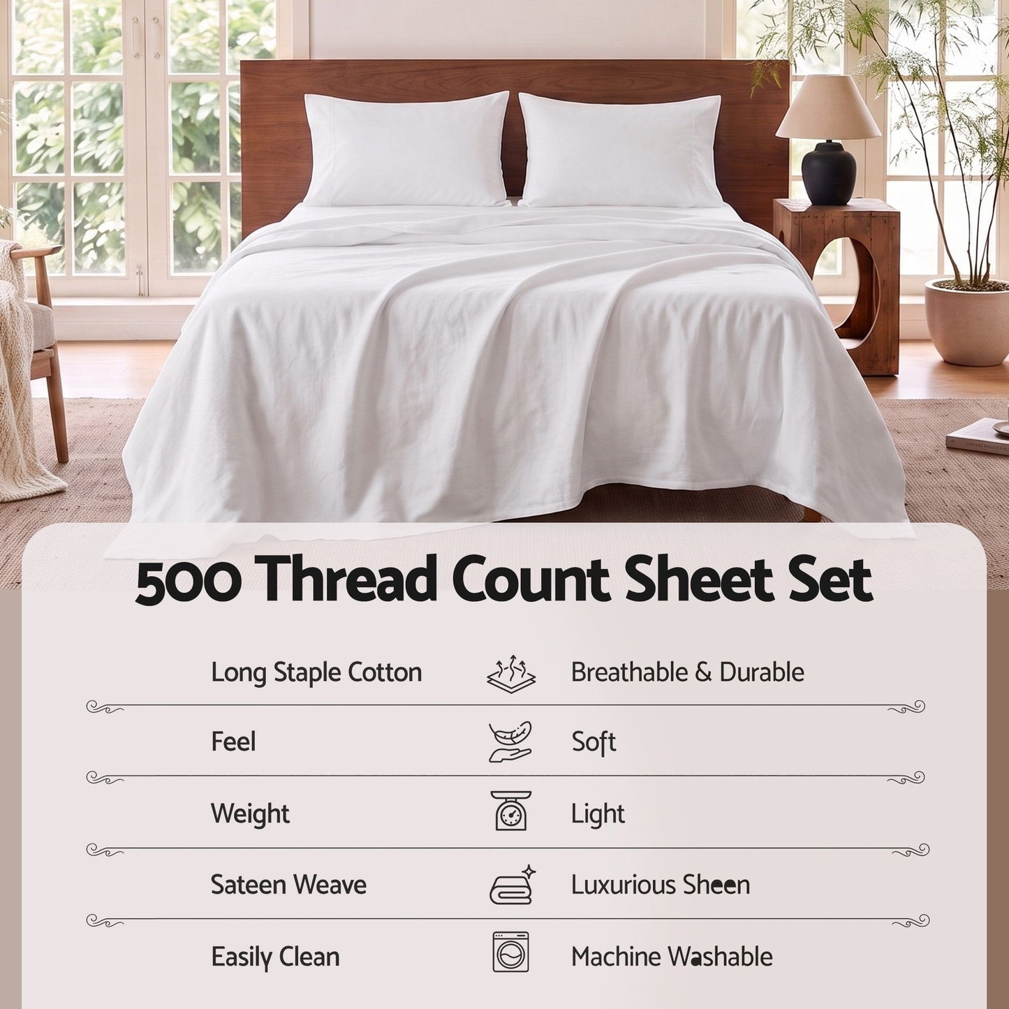 Giselle 500TC Cotton Sheet Set - King - White
