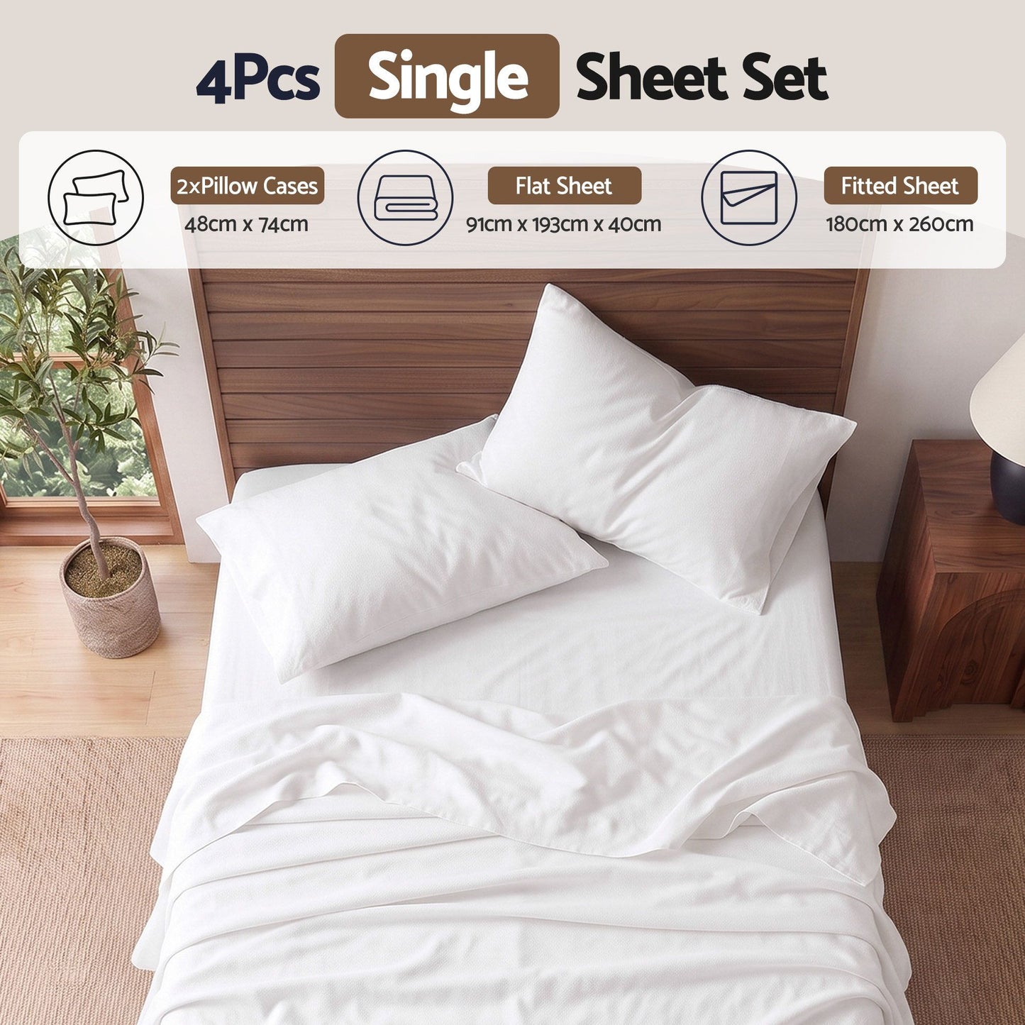 Giselle 500TC Cotton Sheet Set - Single - White