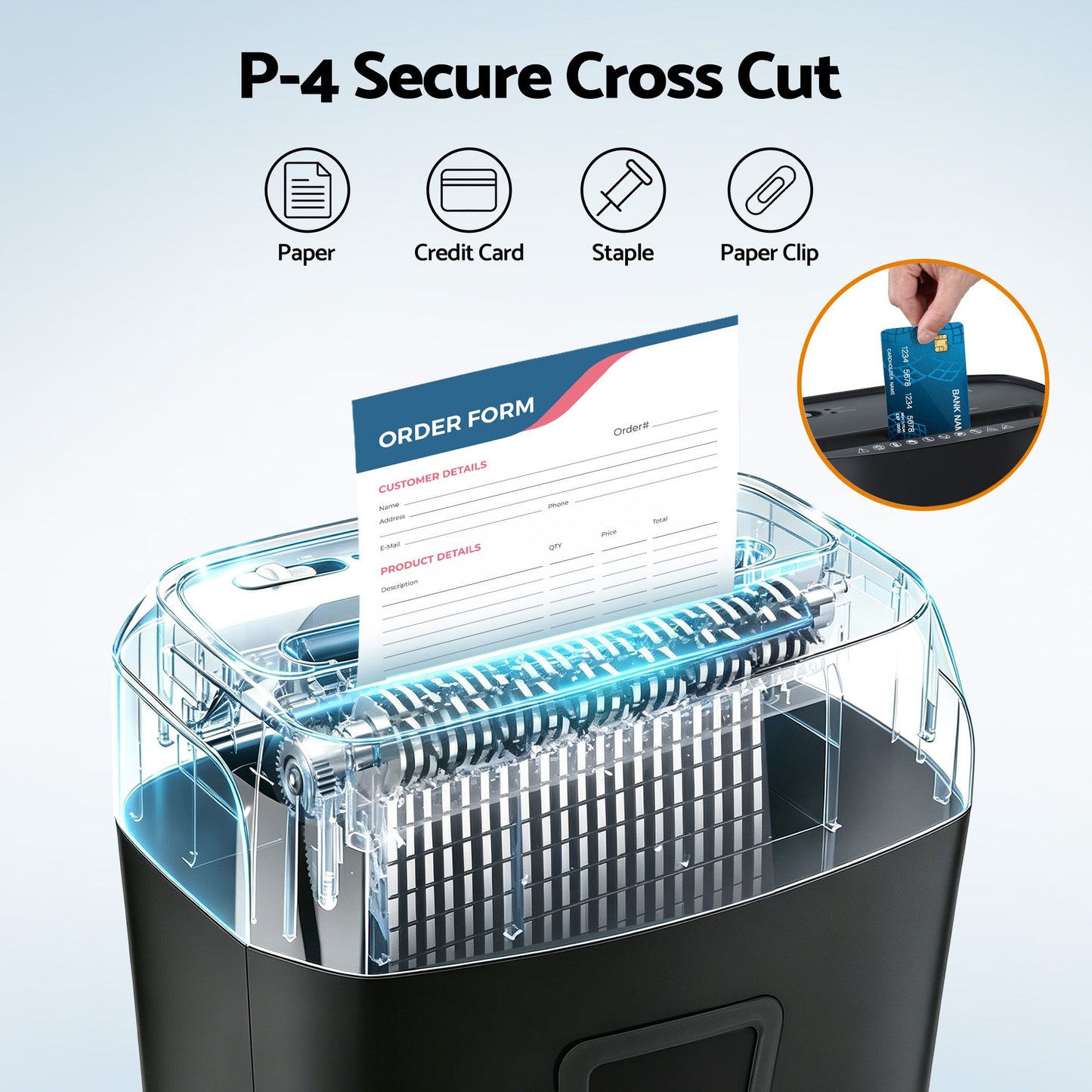Devanti 25L Paper Shredder - 14-Sheet Cross-Cut