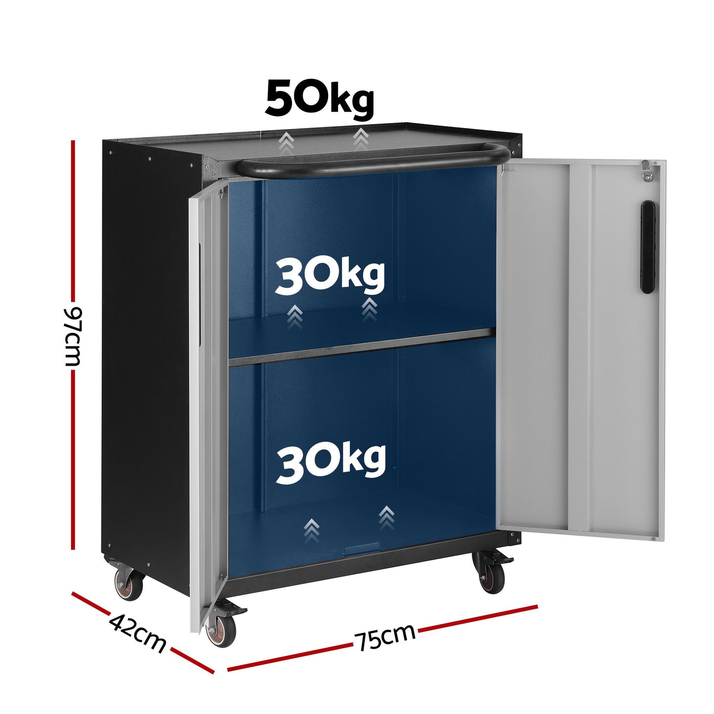 Giantz Rolling Tool Cabinet - Black & Grey