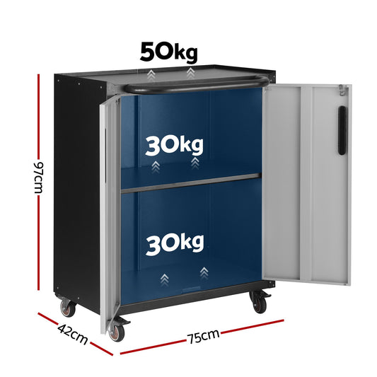Giantz Rolling Tool Cabinet - Black & Grey
