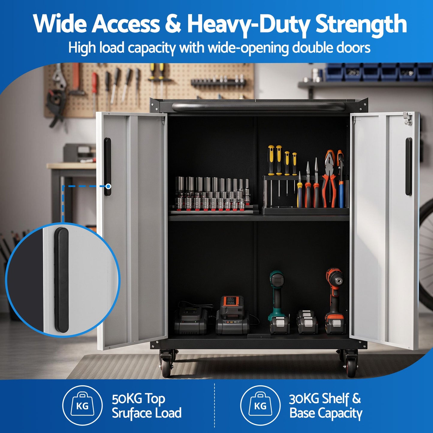 Giantz Rolling Tool Cabinet - Black & Grey