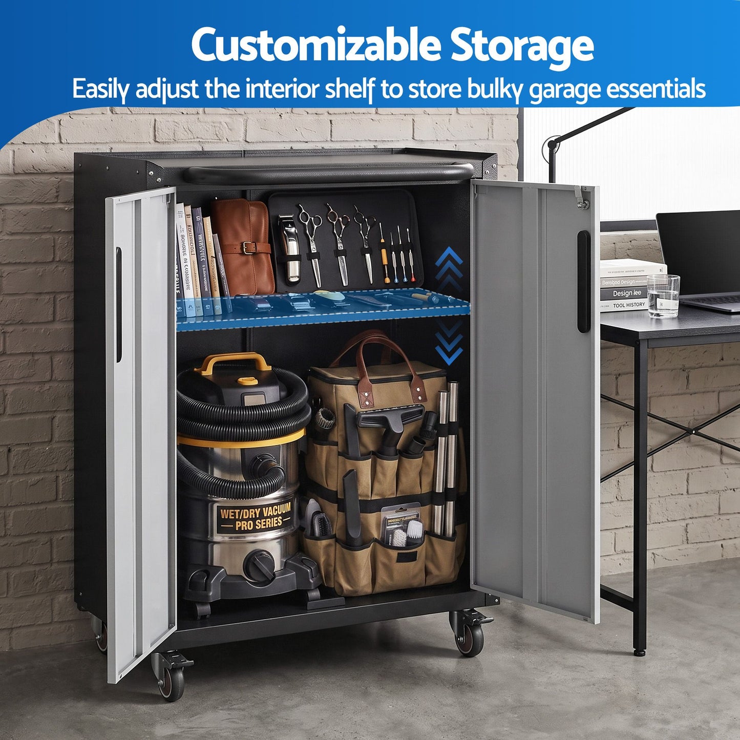 Giantz Rolling Tool Cabinet - Black & Grey