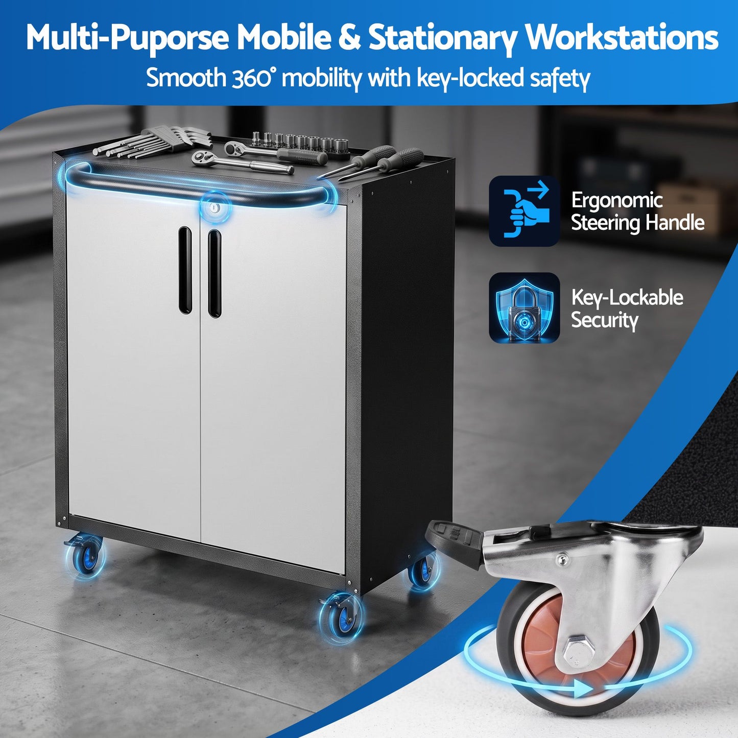 Giantz Rolling Tool Cabinet - Black & Grey
