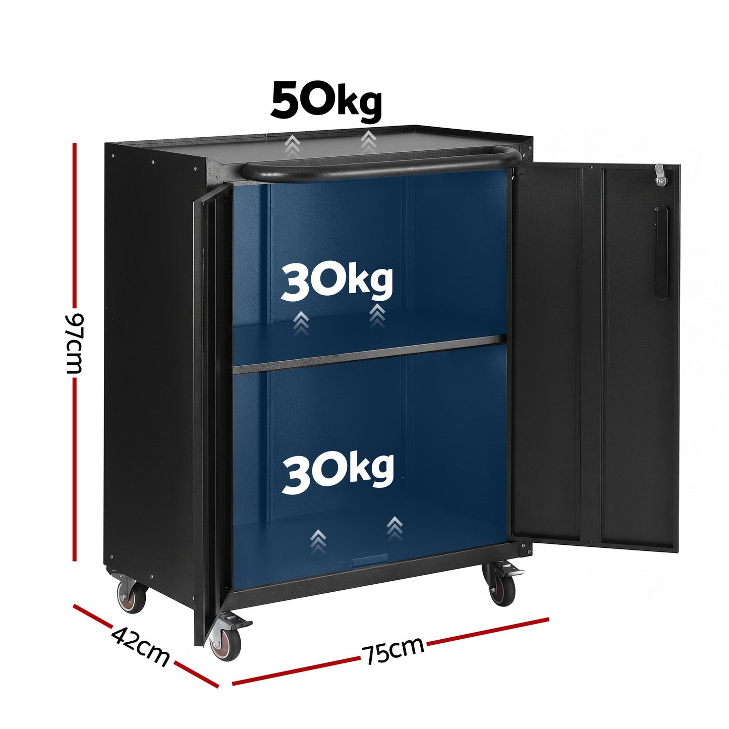 Giantz Rolling Tool Cabinet - Black
