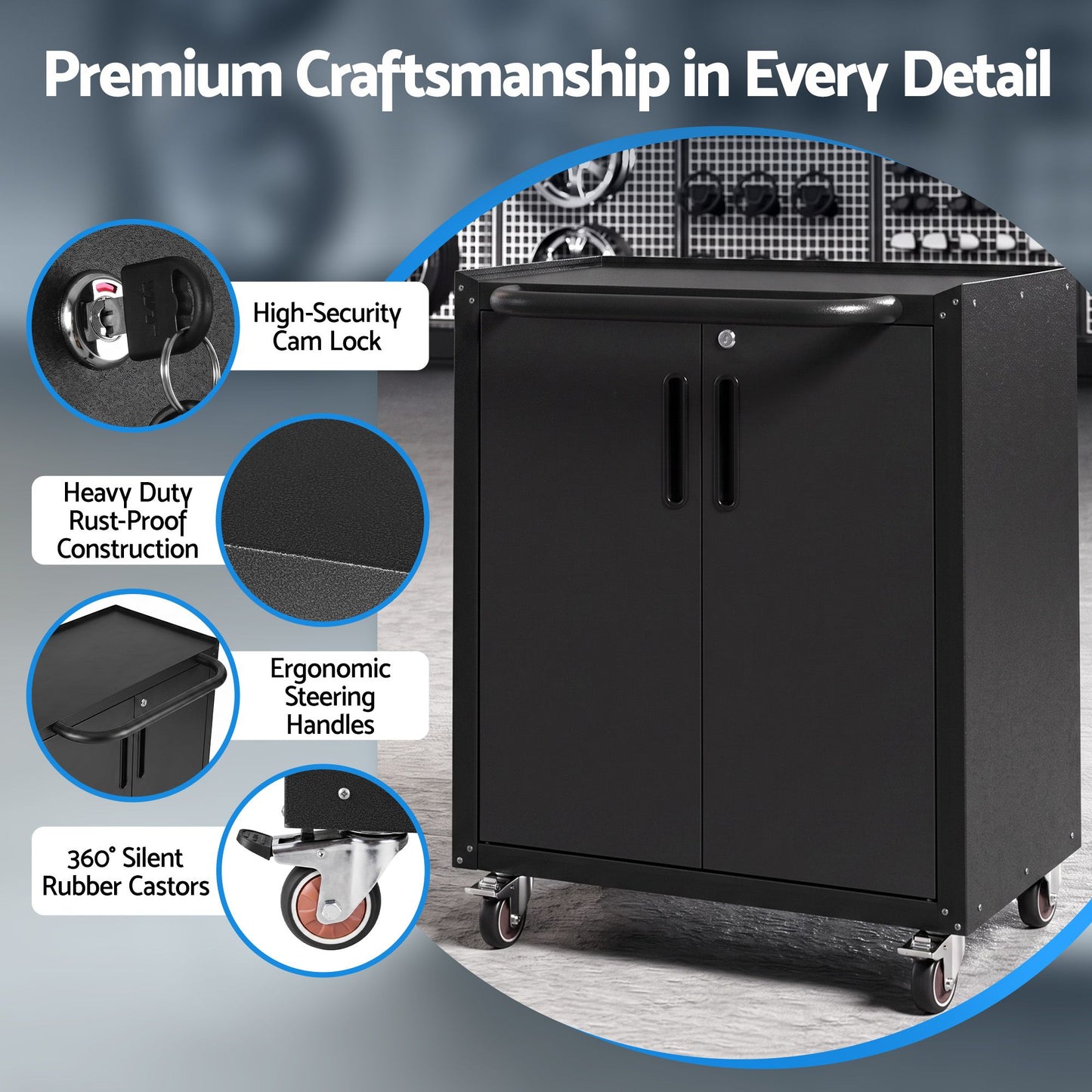 Giantz Rolling Tool Cabinet - Black